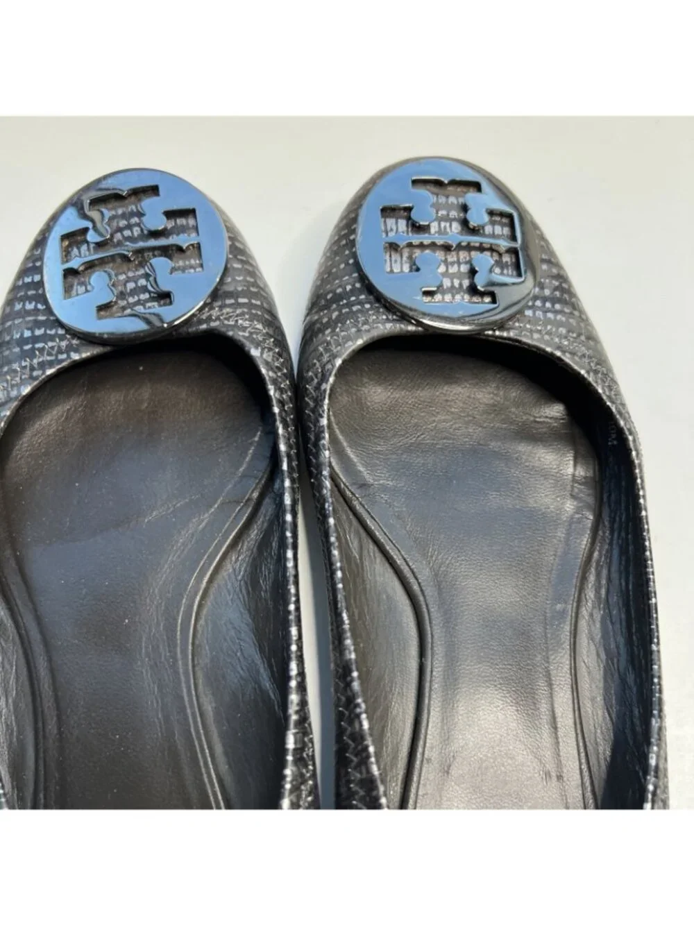 TORY BURCH Reva Embossed Snake Print Flats Womens 10 Round Toe